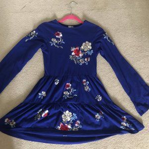 Petite ASOS Cobalt Blue Embroidered Dress